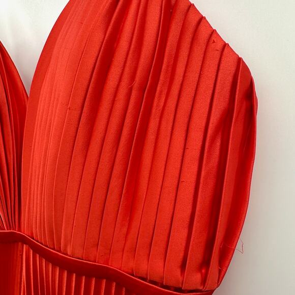 Mac Duggal 26319 Formal Pleated Wide Leg Jumpsuit in Tangerine Size 6 NWT - Picture 7 of 12